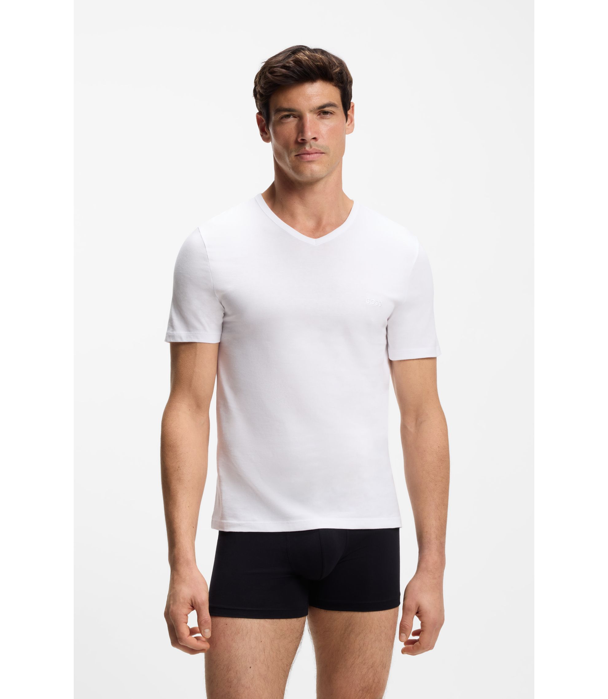 BOSS - アンダーウエアTシャツ3枚セット Vネック コットン - ホワイト