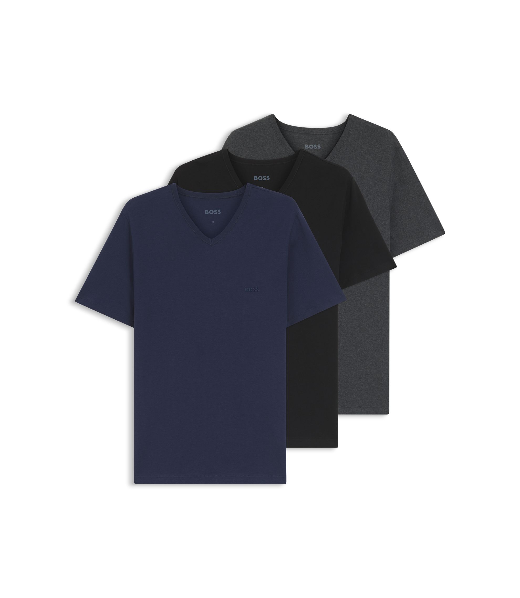 Dreierpack T-Shirts mit V-Ausschnitt aus Baumwolle