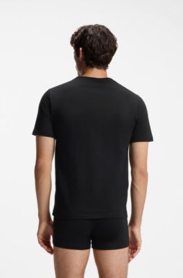 Set van drie katoenen ondershirts met V-hals, Black / Grey / Blue