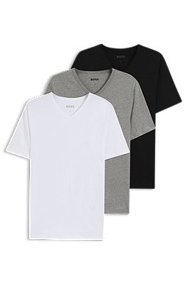 Three pack of V neck T shirts in cotton jersey