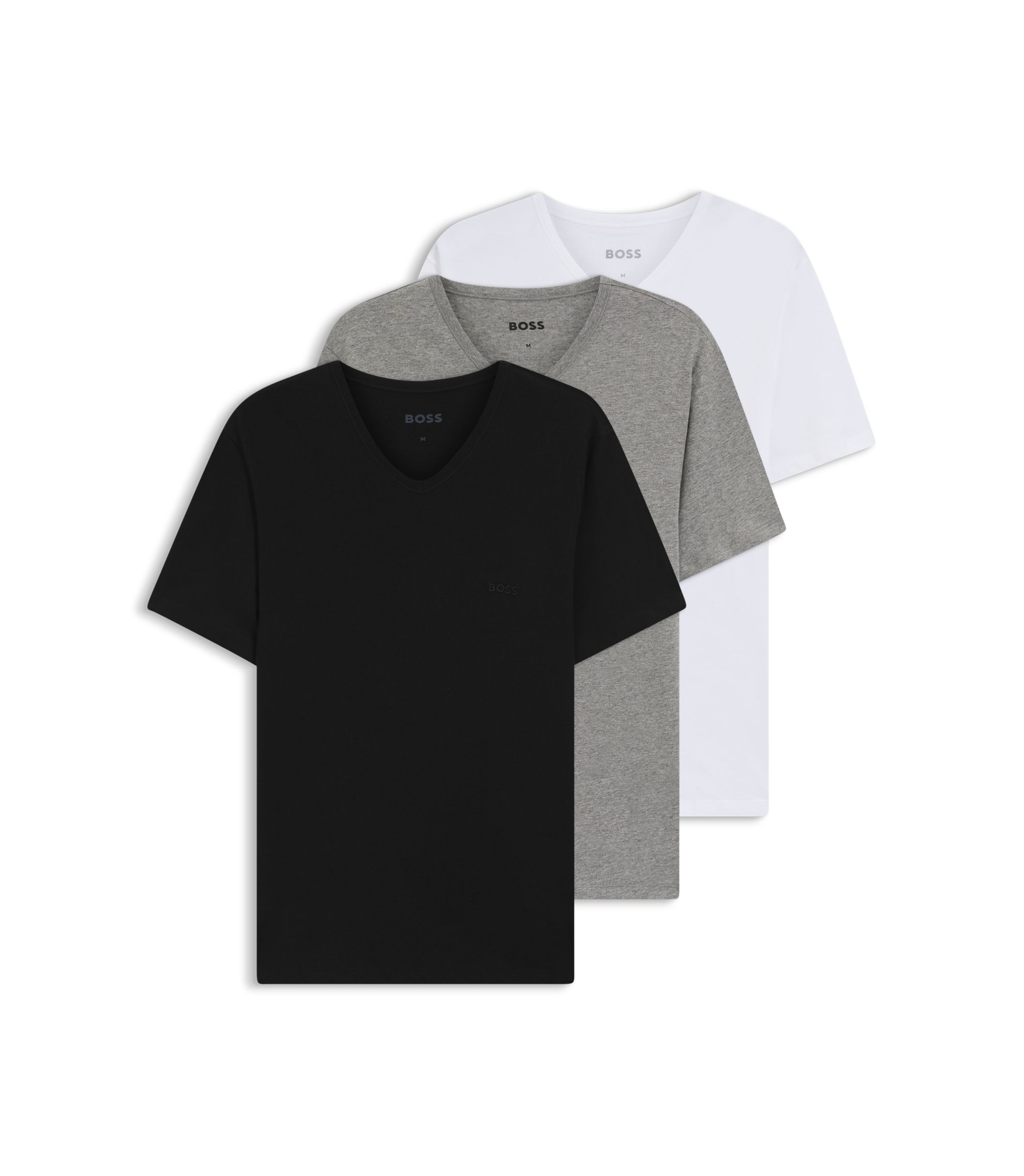 Dreierpack T-Shirts mit V-Ausschnitt aus Baumwolle