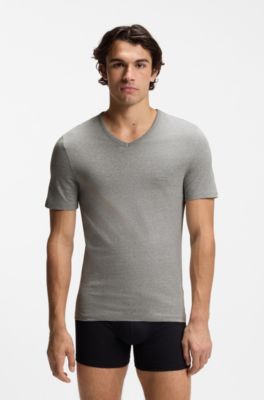 Three-pack of V-neck underwear T-shirts in cotton, White / Grey / Black