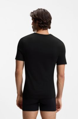 Three-pack of V-neck underwear T-shirts in cotton, White / Grey / Black