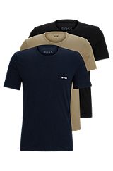 Pakke med tre T-shirts til undertøj i bomuldsjersey, Sort / Grøn / Blå
