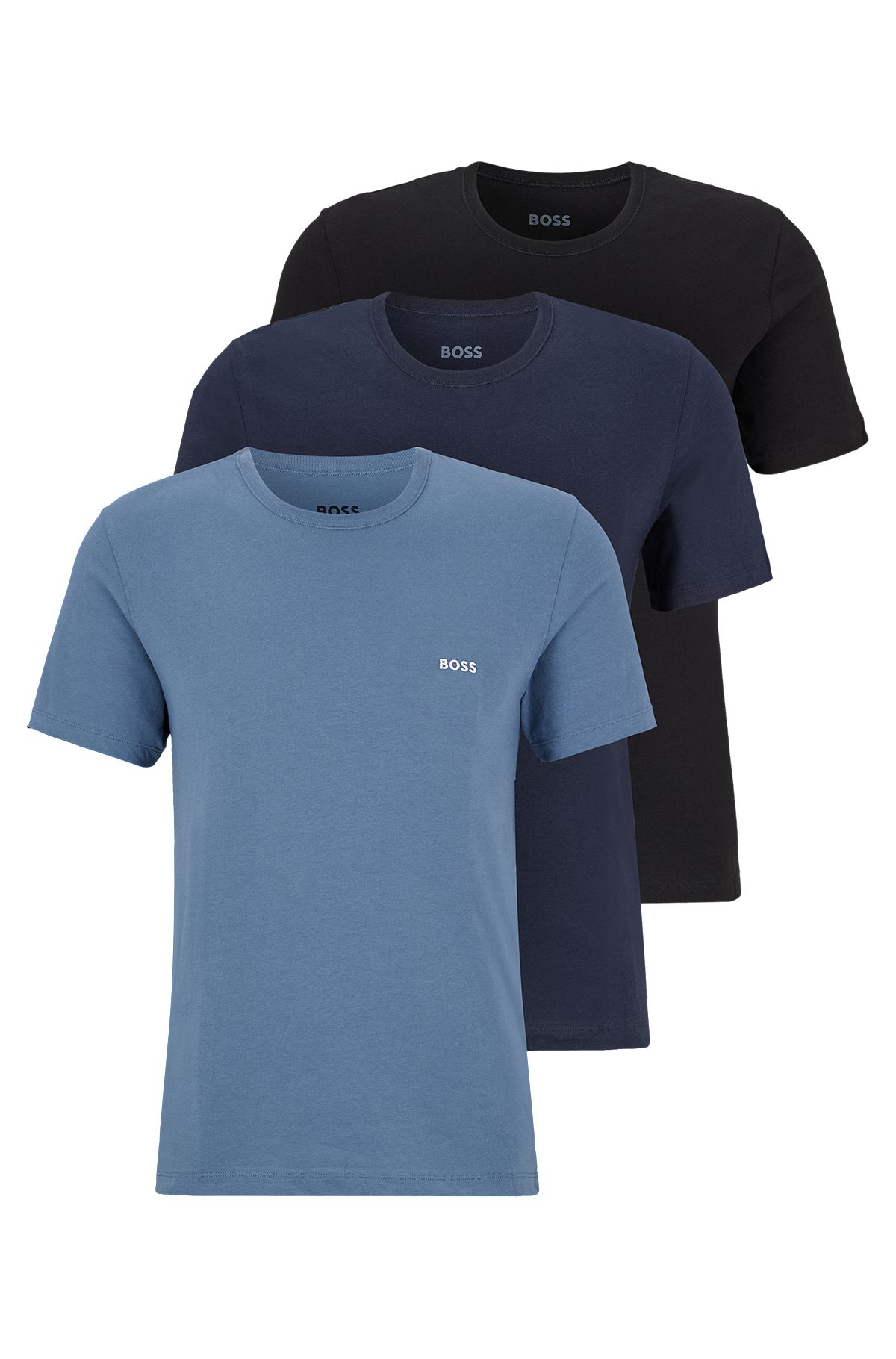 Three-pack of underwear T-shirts in cotton jersey, Black  /  Blue