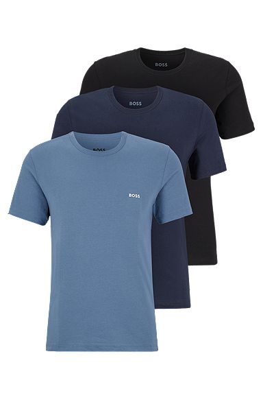Three-pack of underwear T-shirts in cotton jersey, Black  /  Blue