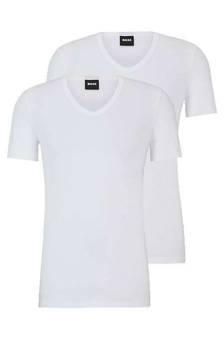 Lot de deux t-shirts Slim Fit en coton stretch, Blanc