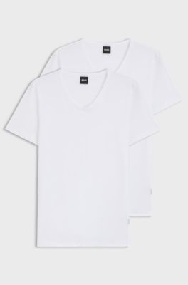 Magliette intime in cotone elasticizzato con taglio aderente in confezione da due, Bianco