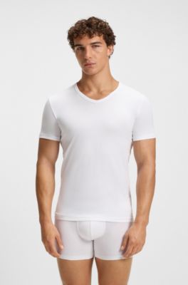 Magliette intime in cotone elasticizzato con taglio aderente in confezione da due, Bianco