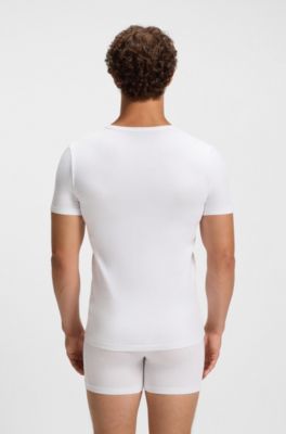 2er-Pack T-Shirts aus Stretch-Baumwolle mit schmalem Schnitt, Wei&szlig;