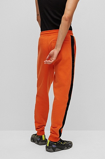 HUGO 雨果饰以徽标饰带的棉质运动裤,  801_Dark Orange