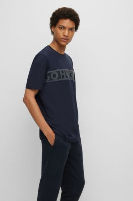 ORGANIC-COTTON T-SHIRT WITH LOGO-TAPE ARTWORK