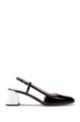 Slingback pumps in patent Italian leather, Black