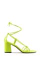 Italian-leather sandals with slender strap and block heel, Yellow