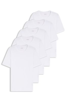 F&uuml;nfer-Pack T-Shirts aus Baumwolle mit Logo-Details, Wei&szlig;