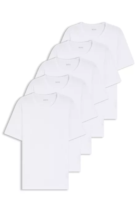 Five-pack of cotton underwear T-shirts with logo details