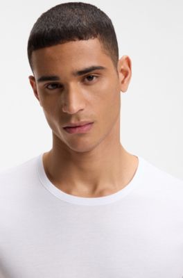 Five-pack of cotton underwear T-shirts with logo details, White