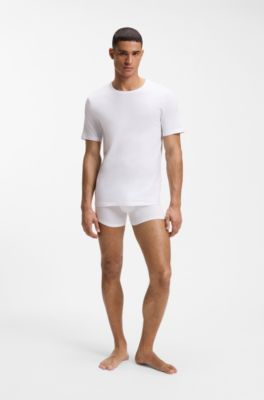 Paquete de cinco camisetas interiores de algod&oacute;n con detalles de logo, Blanco