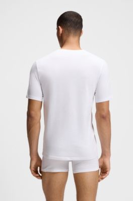 Five-pack of cotton underwear T-shirts with logo details, White