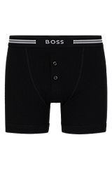 Knitted-cotton trunks with logo waistband, Black