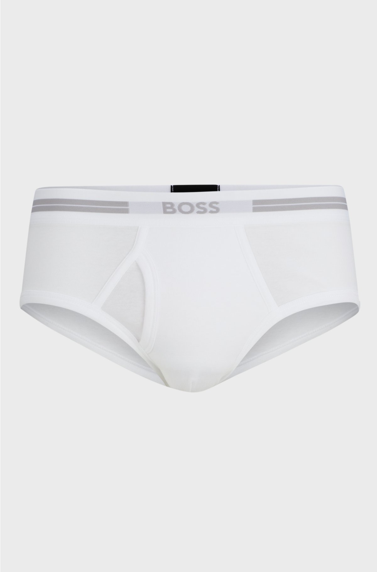 BOSS - Ribbed-cotton briefs with logo waistband