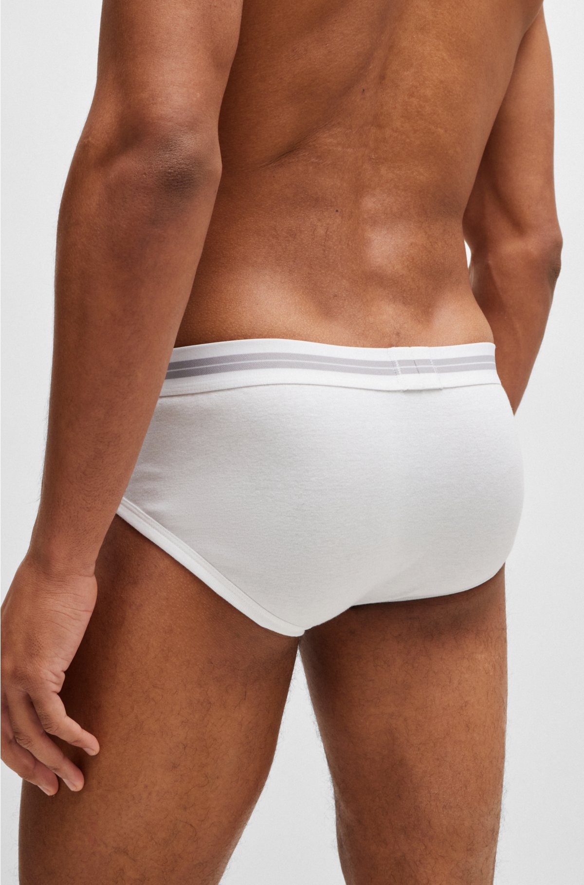 Ribbed-cotton briefs with logo waistband, White