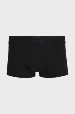 Korte boxer van microvezelstof met siliconen logo op tailleband, Zwart