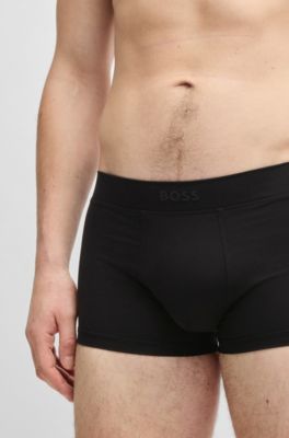 Stretch-jersey trunks with 3D logo, Black