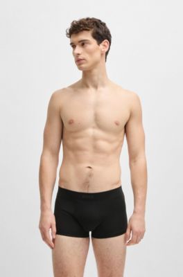 Stretch-jersey trunks with 3D logo, Black