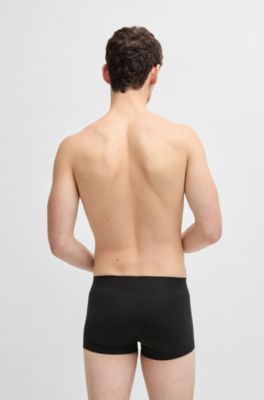 Stretch-jersey trunks with 3D logo, Black
