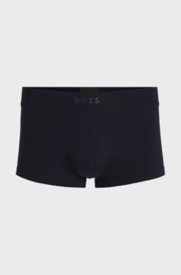 Boxer court en microfibre avec taille &agrave; logo en silicone, Bleu fonc&eacute;