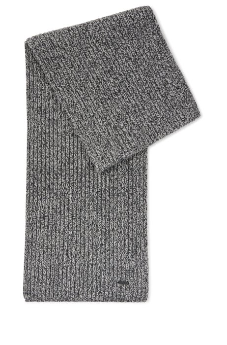 Ribbed mouliné scarf in a lambswool blend, Grey