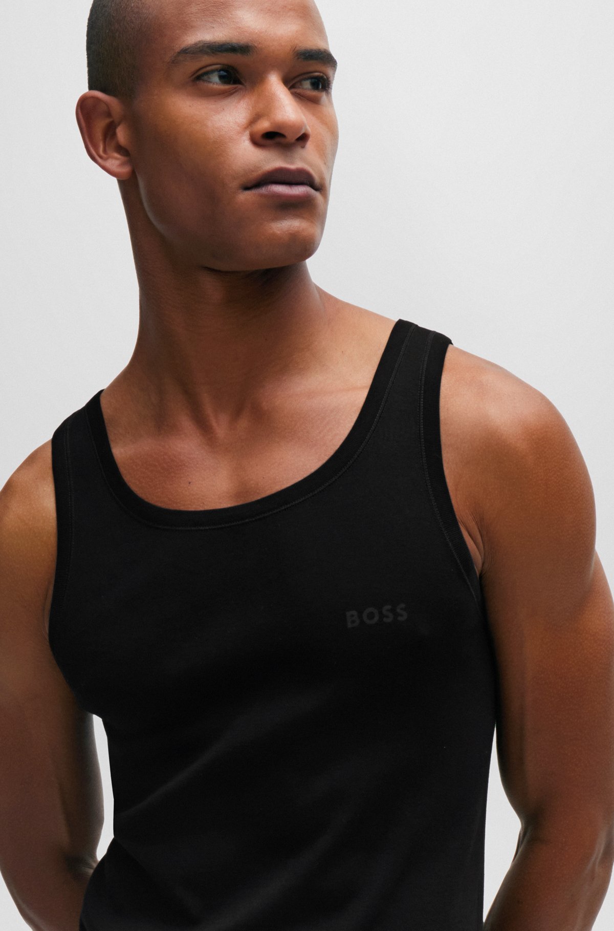 BOSS - Organic-cotton vest with tonal logo