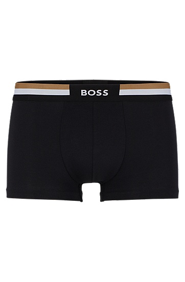 BOSS 博斯个性条纹腰带棉质混纺短裤,  001_Black