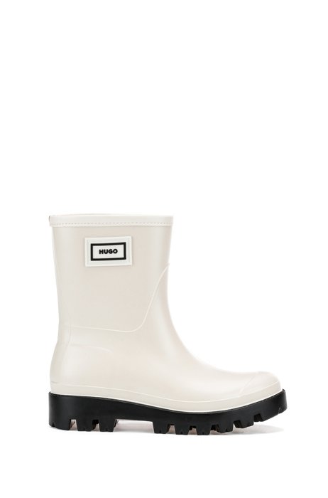 Rain boots with logo badge, White
