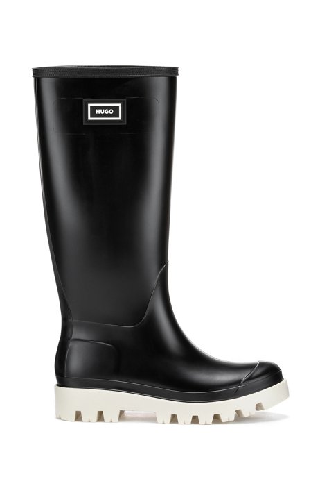 Rain boots with logo patch, Black