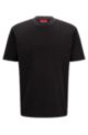 Cotton-jersey T-shirt with logo-knit collar, Black