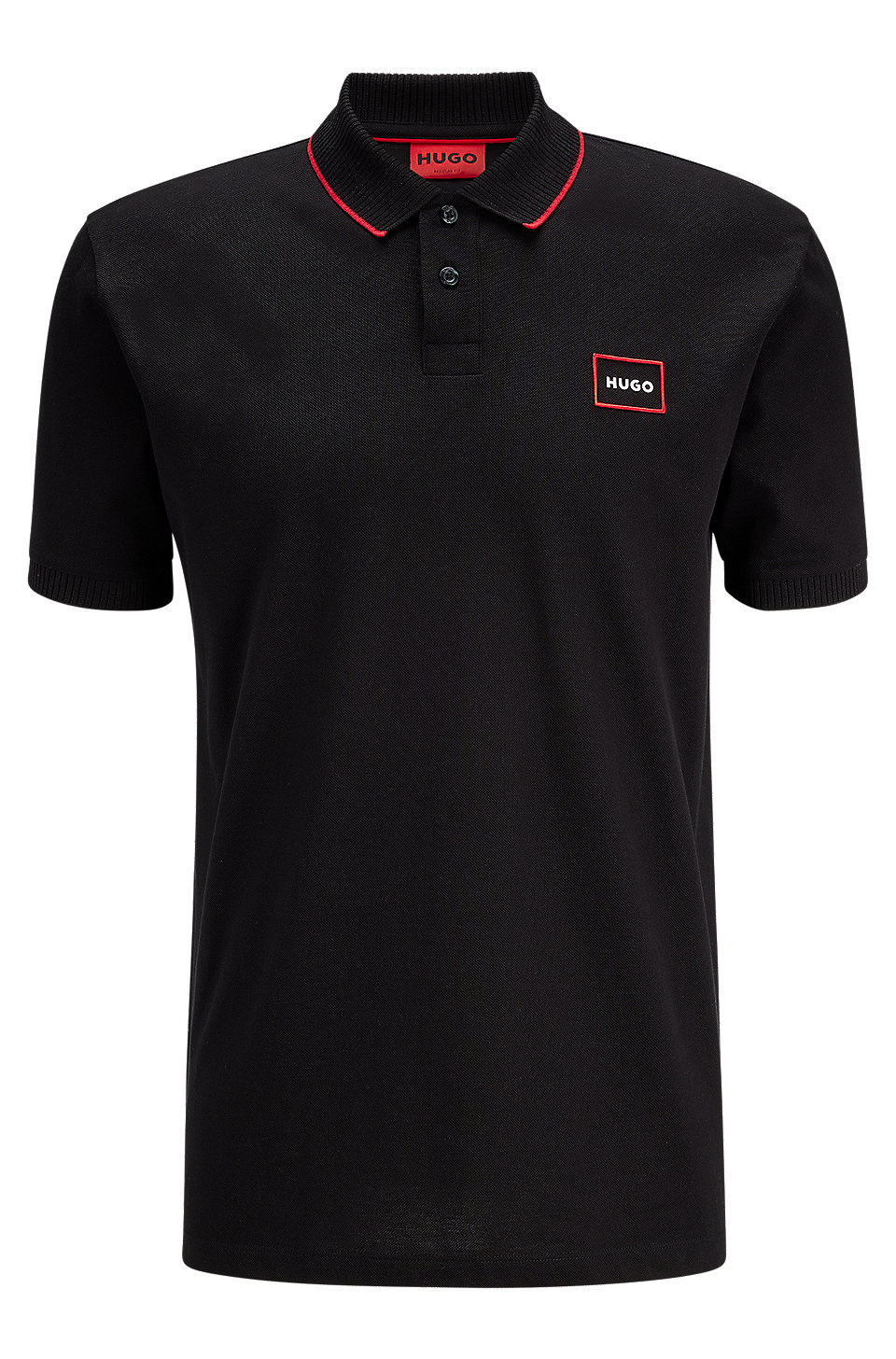 HUGO - Cotton-piqué polo shirt with red-frame logo