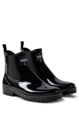 Stivali da pioggia con targhetta con logo HUGO BOSS Donna Scarpe Stivali Stivali di gomma 