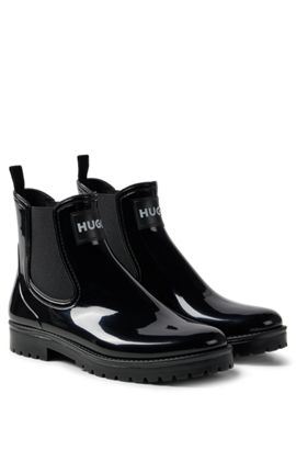 Bottes de pluie avec badge logo BOSS by HUGO BOSS en coloris Noir Femme Chaussures Bottes Bottes de pluie et bottes Wellington 