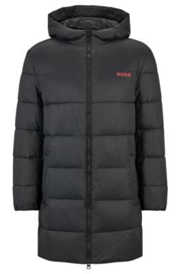 Hugo Hooded Slim-fit Puffer Coat With Chest Logo