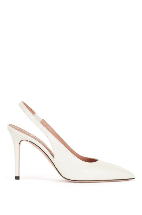 Slingback pumps in Italian leather, White
