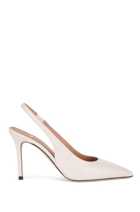 Slingback pumps in Italian leather, light pink