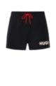Logo-stripe swim shorts in quick-drying recycled material, Black