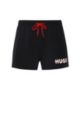 Logo-stripe swim shorts in quick-drying recycled material, Black