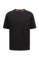 Relaxed-fit T-shirt met wafelstructuur, Zwart