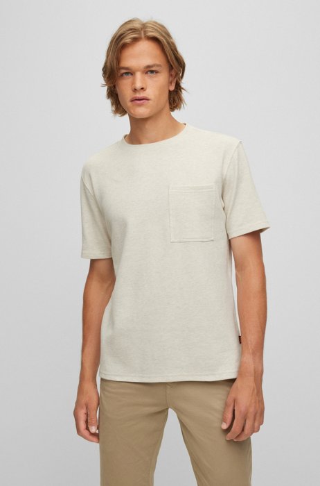 Relaxed-fit T-shirt with waffle structure, Light Beige