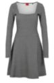Slim-fit houndstooth dress in stretch jersey, Patterned
