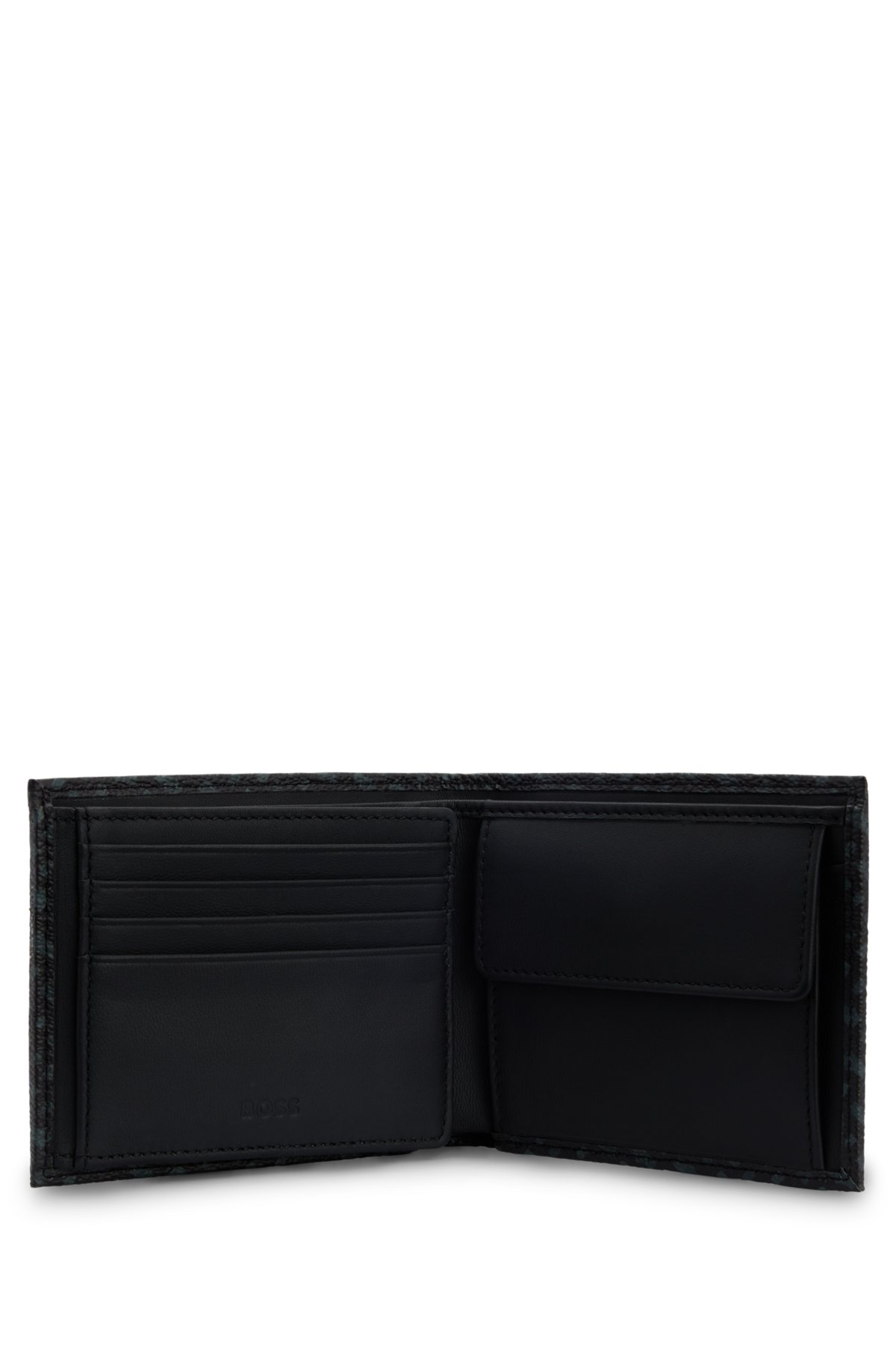 BOSS - Trifold wallet in Italian coated fabric with monograms