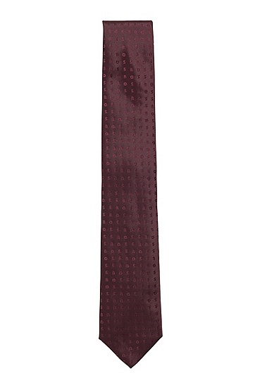 BOSS 博斯防泼水真丝面料徽标图案领带,  673_Bright Pink